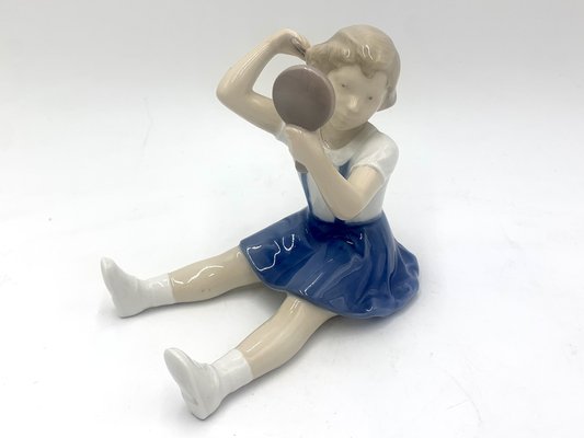 Danish Porcelain Figurine of a Girl Combing from Bing & Grondahl-BXB-1191279