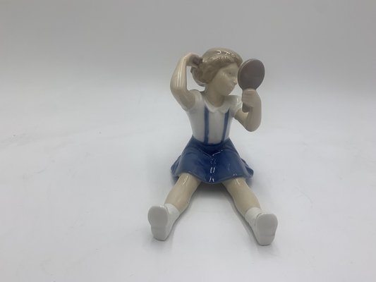 Danish Porcelain Figurine of a Girl Combing from Bing & Grondahl-BXB-1191279