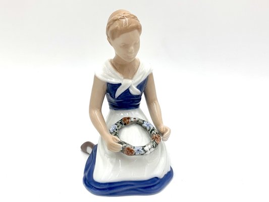 Danish Porcelain Figurine of a Girl With Wreath from Bing & Grondahl, 1980s-BXB-1191290