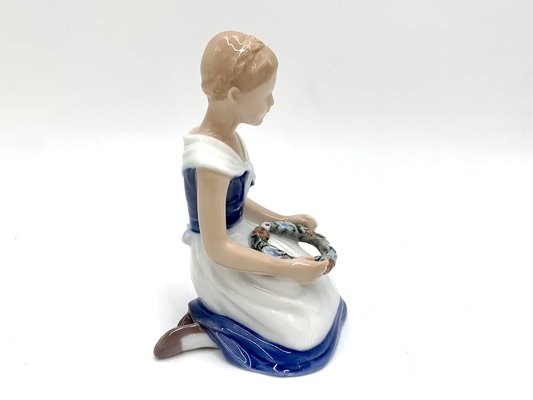 Danish Porcelain Figurine of a Girl With Wreath from Bing & Grondahl, 1980s-BXB-1191290