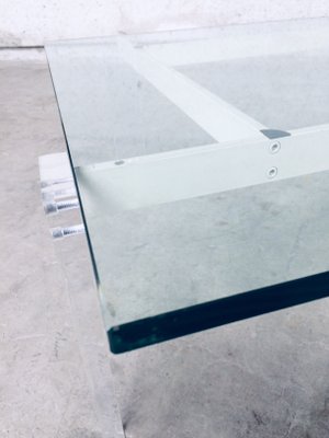 Danish Poul Kjaerholm Style Metal, Acrylic Glass & Glass Coffee Table, 1960s-RQV-837495