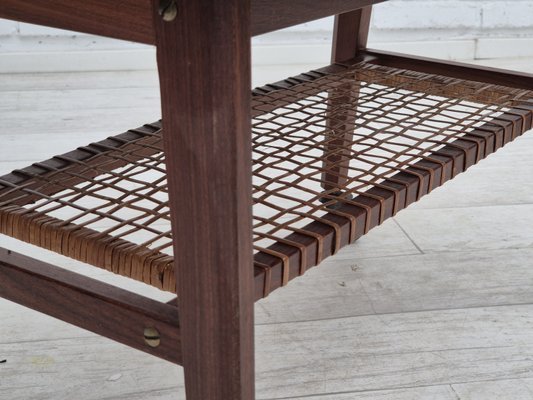 Danish Rattan & Teak Side Table, 1970s-TMW-2028166