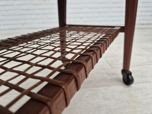 Danish Rattan & Teak Side Table, 1970s-TMW-2028166