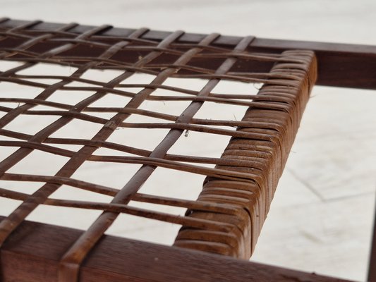 Danish Rattan & Teak Side Table, 1970s-TMW-2028166