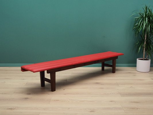 Danish Red Eco Leather Bench, 1990s-VND-2014434