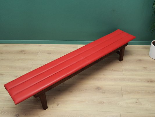 Danish Red Eco Leather Bench, 1990s-VND-2014434