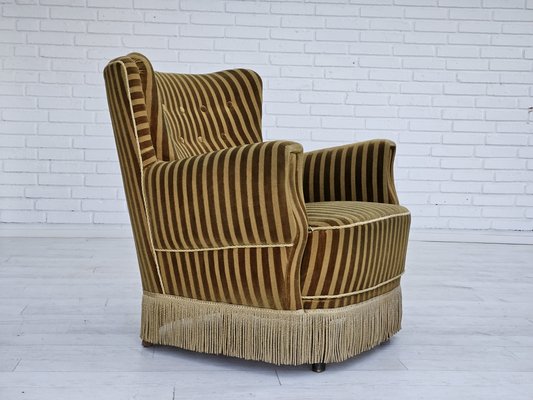 Danish Relax Chair in Original Upholstery & Green Velour, 1960s-TMW-1791487