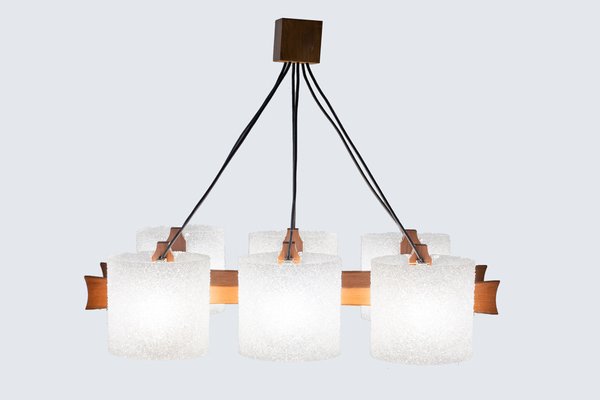 Danish Resin and Teak Wood Ceiling Lamp, 1950s-UJE-1436113