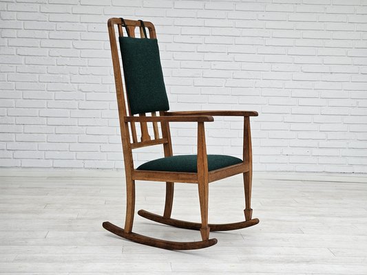 Danish Reupholstered Highback Rocking Chair in Kvadrat Furniture Wool, 1950s-TMW-1725145