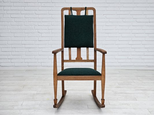 Danish Reupholstered Highback Rocking Chair in Kvadrat Furniture Wool, 1950s-TMW-1725145