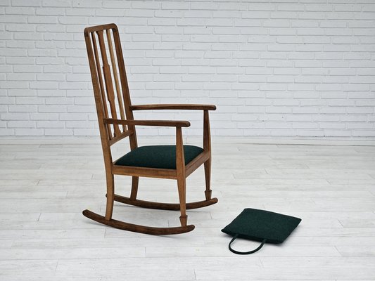 Danish Reupholstered Highback Rocking Chair in Kvadrat Furniture Wool, 1950s-TMW-1725145