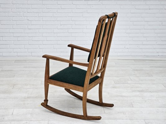 Danish Reupholstered Highback Rocking Chair in Kvadrat Furniture Wool, 1950s-TMW-1725145