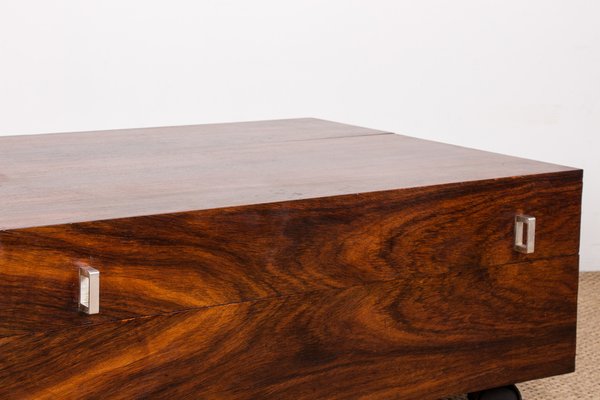 Danish Rolling Coffee Table Chest in Rosewood, 1960s-EMB-1806279