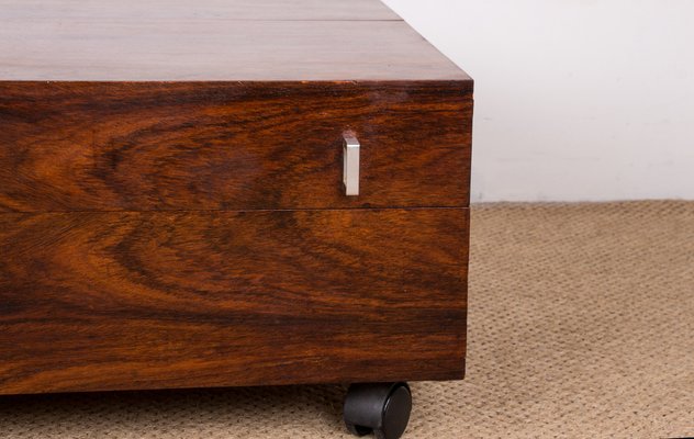 Danish Rolling Coffee Table Chest in Rosewood, 1960s-EMB-1806279