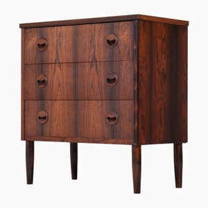 Danish Rosewood 3 Drawer Chest with Cup Handles & Tapering Round Leg, 1960s-ZGQ-1734660