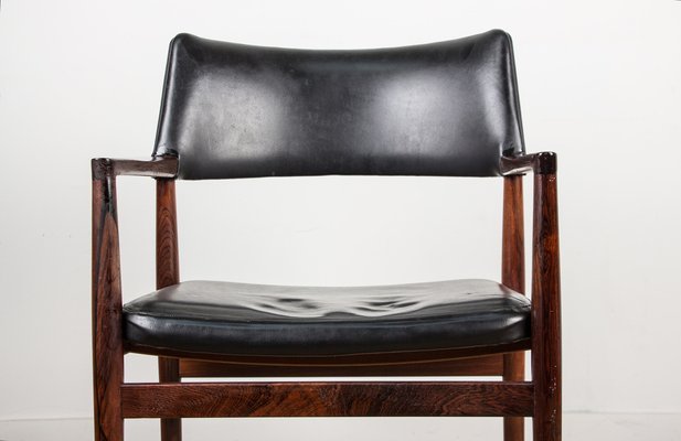 Danish Rosewood and Leather Armchair by Erik Wørts for Soro Stolefabrik-EMB-975009