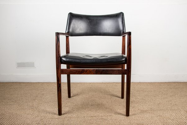 Danish Rosewood and Leather Armchair by Erik Wørts for Soro Stolefabrik-EMB-975009