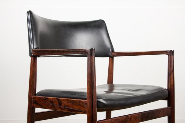 Danish Rosewood and Leather Armchair by Erik Wørts for Soro Stolefabrik-EMB-975009