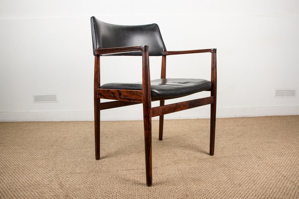 Danish Rosewood and Leather Armchair by Erik Wørts for Soro Stolefabrik-EMB-975009