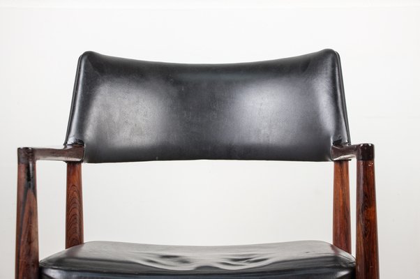 Danish Rosewood and Leather Armchair by Erik Wørts for Soro Stolefabrik-EMB-975009