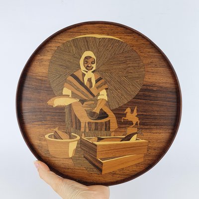 Danish Rosewood and Teak Tray from Intarsia Ringe, 1970s-ZPB-1447314