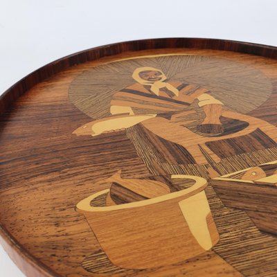 Danish Rosewood and Teak Tray from Intarsia Ringe, 1970s-ZPB-1447314