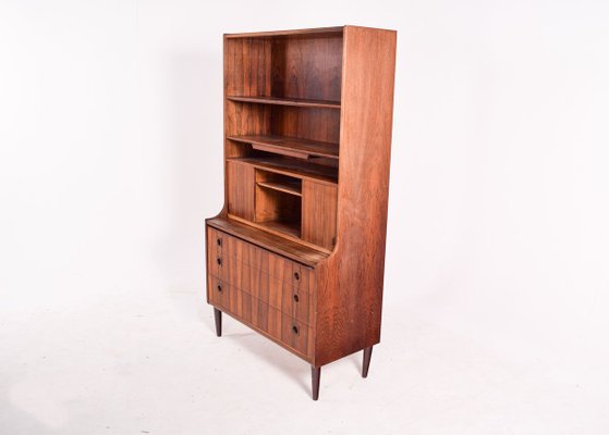 Danish Rosewood Bookcase with Desk & Sliding Doors, 1950s-XWB-890394