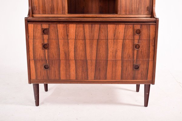 Danish Rosewood Bookcase with Desk & Sliding Doors, 1950s-XWB-890394