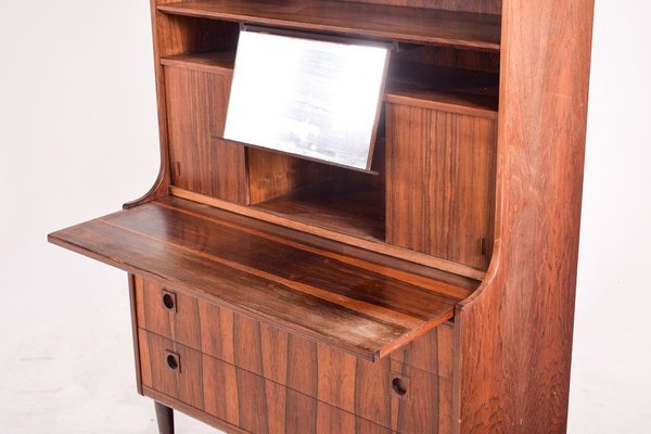 Danish Rosewood Bookcase with Desk & Sliding Doors, 1950s-XWB-890394