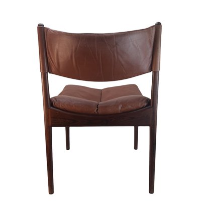 Danish Rosewood Brown Leather Dining Chairs by Kristian Solmer Vedel, 1963, Set of 4-TCS-1156255