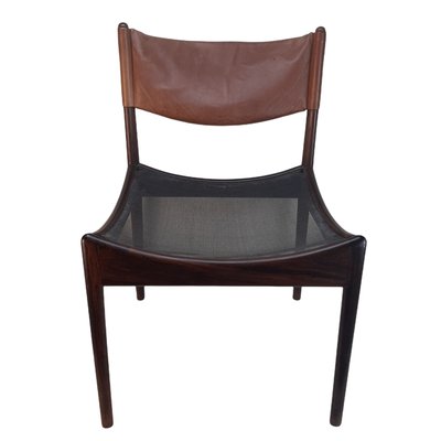 Danish Rosewood Brown Leather Dining Chairs by Kristian Solmer Vedel, 1963, Set of 4-TCS-1156255