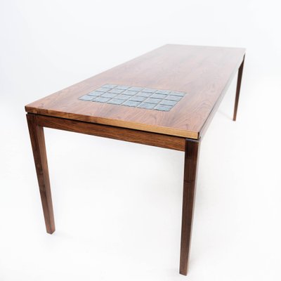 Danish Rosewood Coffee Table with Blue Danish Tiles, 1960s-UY-1000724