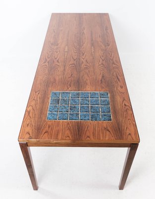 Danish Rosewood Coffee Table with Blue Danish Tiles, 1960s-UY-1000724