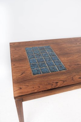 Danish Rosewood Coffee Table with Blue Danish Tiles, 1960s-UY-1000724