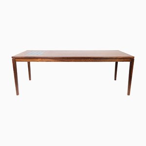 Danish Rosewood Coffee Table with Blue Danish Tiles, 1960s-UY-1000724