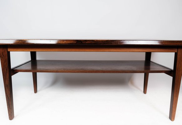 Danish Rosewood Coffee Table with Shelf, 1960s-UY-1000751