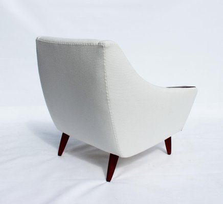 Danish Rosewood Easy Chair with Low Back Upholstered in White Fabric, 1960s-UY-702012