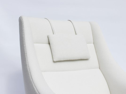 Danish Rosewood Easy Chair with Tall Back Upholstered in White Fabric, 1960s-UY-702032