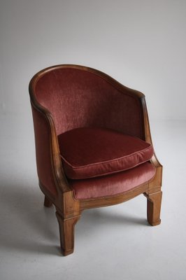 Danish Rosewood Velvet Lounge Chair-WRF-1310214