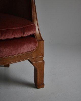 Danish Rosewood Velvet Lounge Chair-WRF-1310214