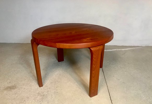 Danish Round Solid Teak Side or Coffee Table by Dyrlund, 1960s-JP-952172