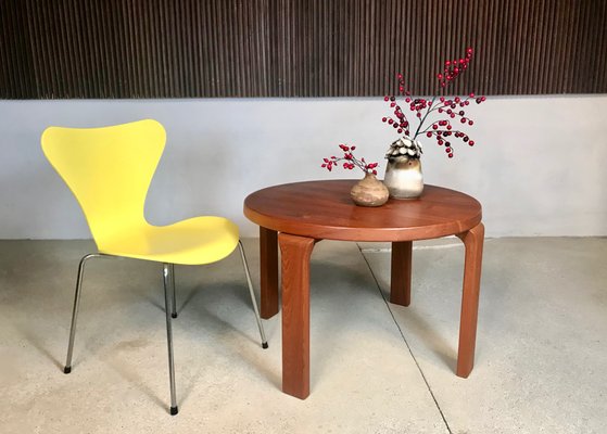 Danish Round Solid Teak Side or Coffee Table by Dyrlund, 1960s-JP-952172