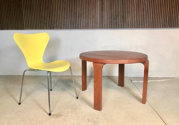 Danish Round Solid Teak Side or Coffee Table by Dyrlund, 1960s-JP-952172