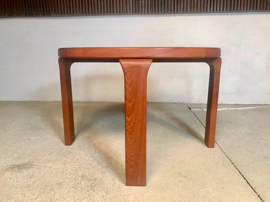 Danish Round Solid Teak Side or Coffee Table by Dyrlund, 1960s-JP-952172