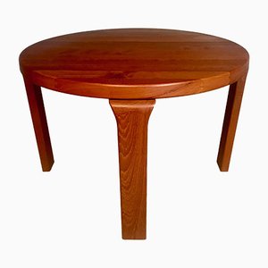 Danish Round Solid Teak Side or Coffee Table by Dyrlund, 1960s-JP-952172