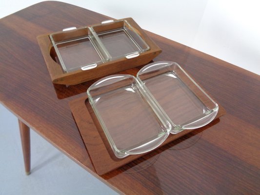 Danish Siam Teak Tray and Glass Bowls from Artiform, Set of 2, 1960s-RDW-848303