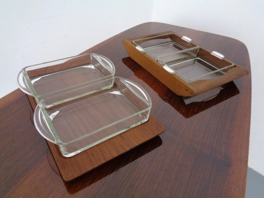 Danish Siam Teak Tray and Glass Bowls from Artiform, Set of 2, 1960s-RDW-848303