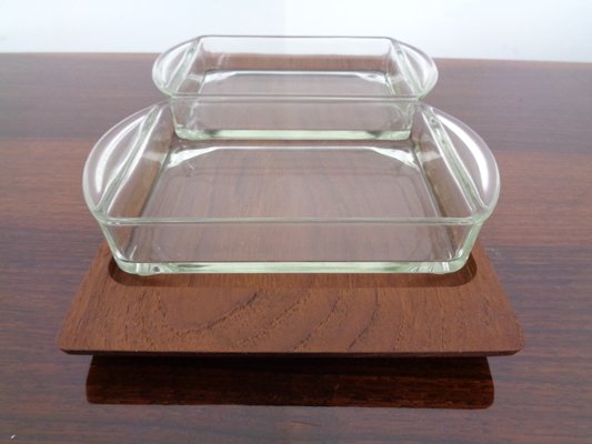 Danish Siam Teak Tray and Glass Bowls from Artiform, Set of 2, 1960s-RDW-848303