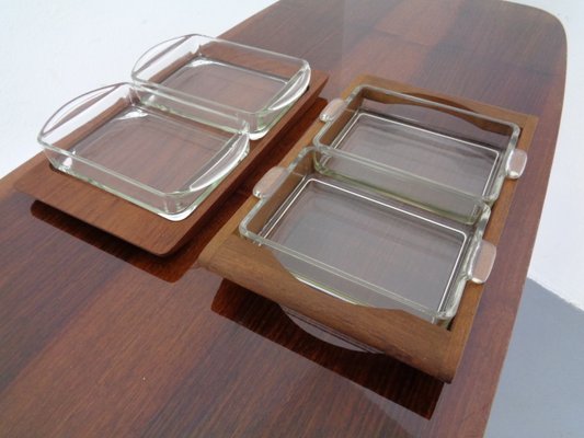 Danish Siam Teak Tray and Glass Bowls from Artiform, Set of 2, 1960s-RDW-848303