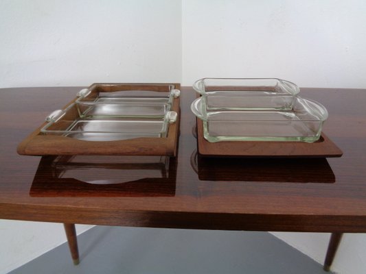 Danish Siam Teak Tray and Glass Bowls from Artiform, Set of 2, 1960s-RDW-848303